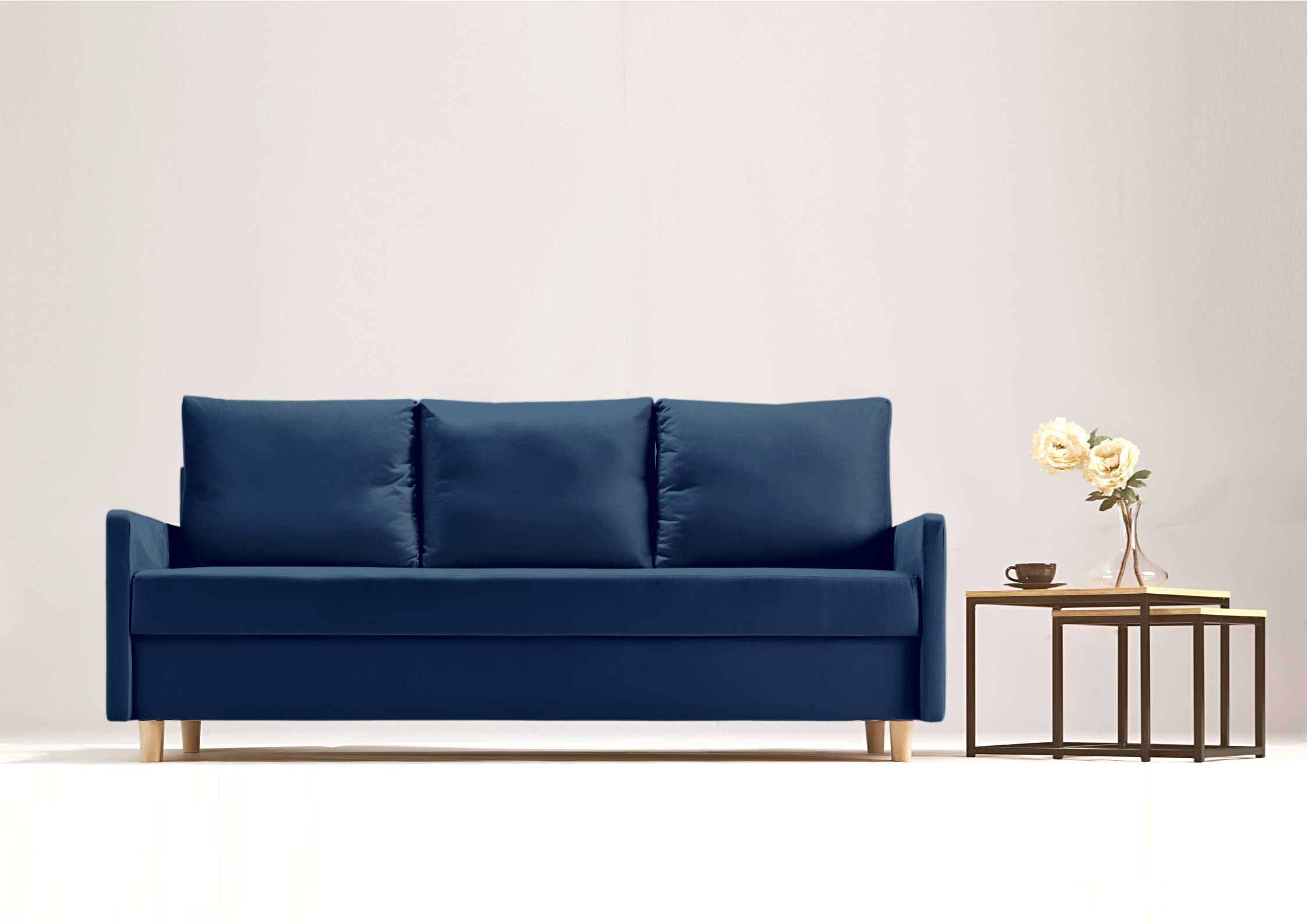 Granatowa skandynawska sofa rozkładana
